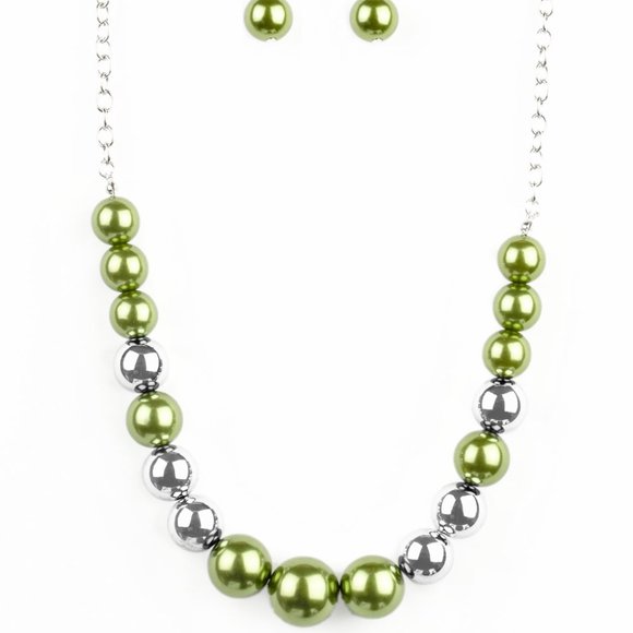 NWT Take Note green and silver pearl necklace set - Picture 2 of 3